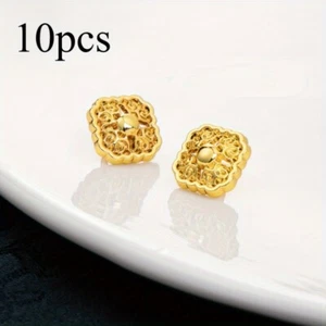 10pcs 1cm Retro Metal Shank Square Buttons DIY for Garment Sewing Buttons Craft - Picture 1 of 9
