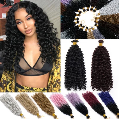 US 14" Kinky Curly Crochet Braiding Hair Extensions WATER WAVE Braids For Human - Image 1 of 4