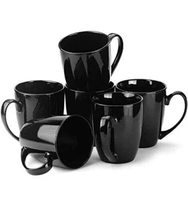 Handcrafted Ceramic Tea and Coffee Mugs, Set of 6. (3000 ml, Black) - Image 1 of 3