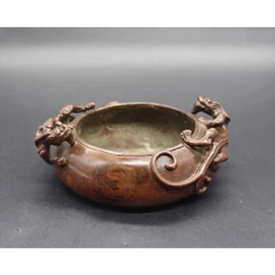 Lavadora de cepillo de escritura pequeña china de bronce con dos Chi Dragon Foto 1 de 4