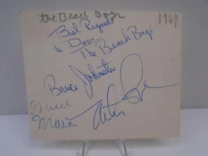 BEACH BOYS JOHNSTON MARKS LOVE TRIPLE SIGNED AUTOGRAPH BOOK PAGE FREE SHIP HM - Picture 1 of 3