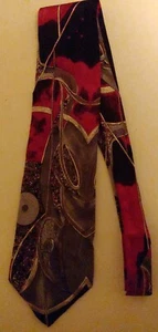 SCREENPLAY BY MARTIN WONG  MENS TIE BLACK RED AND GREY PATTERN - Picture 1 of 3