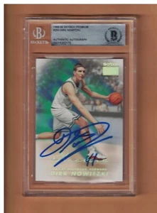 Tarjeta de novato premium Skybox 1998-99 autografiada por Dirk Nowitzki firmada por Beckett auténtica - Imagen 1 de 1