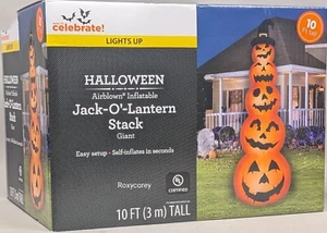 Gemmy Halloween 10 Fuß riesige Jack-O-Laterne Stapel luftgeblasen Garten aufblasbar Neu im Karton - Bild 1 von 2