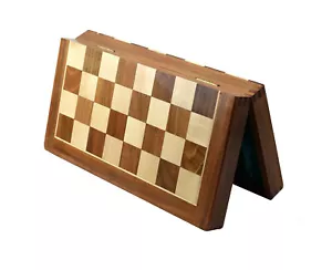 A-Minus Chess Board 18'' Acacia Wood Solid Folding Storage Handmade India - Picture 1 of 8