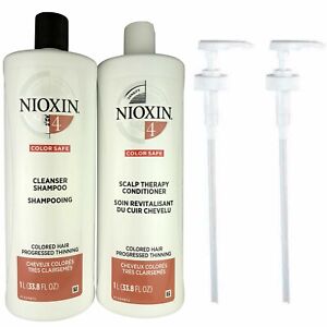 Nioxin System 4 Cleanser & Scalp Therapy Conditioner 33.8oz Duo - 2 Pumps *