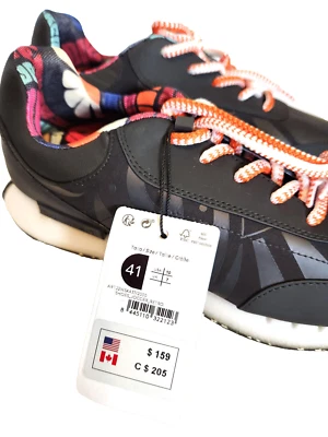 全新带标签 Desigual 女式 9.5 N 鞋慢跑复古黑色多色运动鞋 150 美元 — 第 1/4 张图片