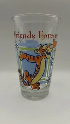 DE COLECCIÓN DISNEY TIGGER "FRIENDS FOREVER" VASO DE VIDRIO LECHÓN EEYORE POOH FLORES Foto 1 de 4