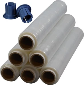 6 x Rollen Stretchfolie + Gleithülsen Abroller 23 my 1,5 kg Transparent - Bild 1 von 3