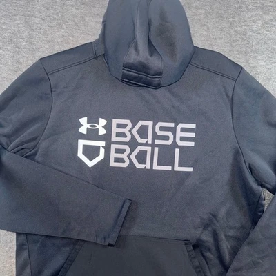 Under Armour Baseball Pullover Hoodie Mens Medium UA Performance Black NEW - Image 1 of 4