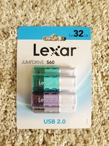 Lexar JumpDrive S60 USB 2.0 Flash Drives, 32GB, Set Of 5 Drives - Photo 1/1