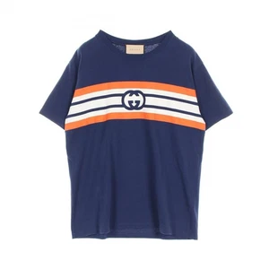 Gucci Interlocking G Cut And Sew Clothing Tops Cotton Navy / White Orange Used - Picture 1 of 7