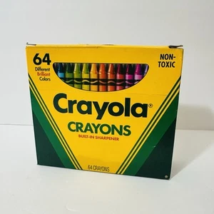 Vintage Crayola Crayons Binney Smith 64 Count With Built In Sharpener - Picture 1 of 9