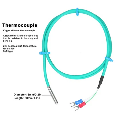 (3)Durable K Type Thermocouple With Silicone Cable For Reliable Temperature - Image 1 of 4