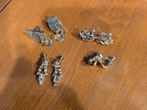Vintage Lot Of 4 Silver Tone Screw Type Clip Earrings 2 Napier's 2 Unbranded - Picture 1 of 2