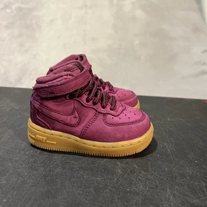 Nike Air Force 1 Shoes Toddler Size 5C Bordeaux Gum Sole Mid Top Sneakers - Picture 1 of 9