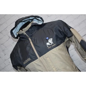 Columbia Rain Jacket Stormwear Mens Size Small Hiking Stay ARMY Bulldog Tan Gray - Picture 1 of 7