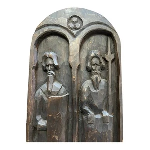 Vintage Carved Wood Wooden Figure Plaque  Medieval Knight Wall hanging Witco MCM - Picture 1 of 6