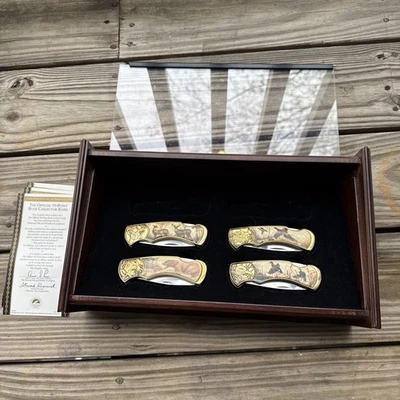 Juego De Colección De 4 Cuchillos De Colección Franklin Mint Ciervo Alce Jabalí Zorro con Estuche Foto 1 de 4