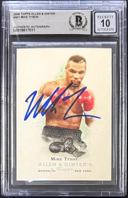 Mike Tyson Signed 2006 Topps Allen & Ginter Card #301 Beckett 16617011 Auto 10 - Image 1 of 2