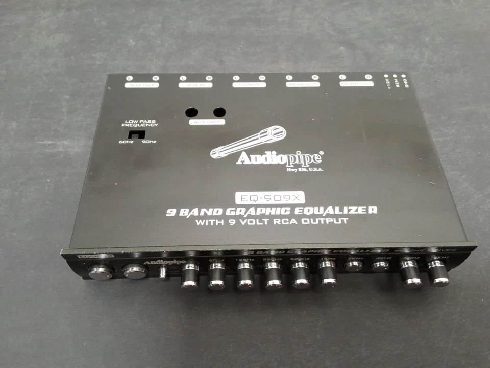 9 Band 9V In-Dash Graphic Equalizer w/ Line Driver EQ-909X Audiopipe - Image 1 of 4