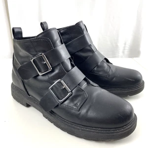 SO Kohl's Damen Fettuccine Stiefeletten schwarz Biker Booties Schnallen Größe 10M - Bild 1 von 14