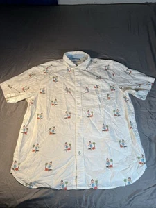 Tommy Bahama Shirt Mens Size Large White Dancing Girls Button Up Short Sleeve - Picture 1 of 15