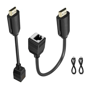 1 Pair HDMI Extender RJ45 Extension Up To 50m 60m Over CAT5e/6 Cable Network - Afbeelding 1 van 12