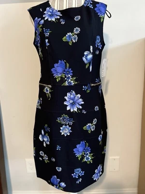 Vestido Enfocus Studios Negro Sin Mangas Flores Para Mujer Talla 12 Hasta la Rodilla Nuevo Con Etiquetas Foto 1 de 4