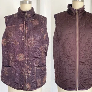 Gilet trapuntato donna Chicos taglia US Large 2 marrone reversibile full zip - Foto 1 di 5