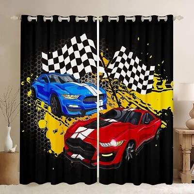 Cortinas de coche de carreras de velocidad para dormitorio de niños, niños carreras deportes coche habitación decoración cu... Foto 1 de 4