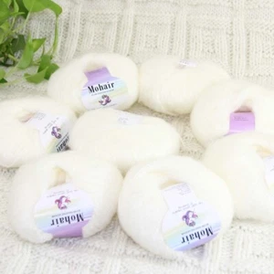 Sale 8BallsX25gr Fluffy Soft Mohair Wrap Shawl Hand Knit Crocheting Yarn - Picture 1 of 132