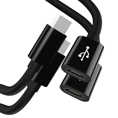 2 x MICRO USB to USB-C TYPE C MALE BLACK ADAPTOR CONVERTER FOR SAMSUNG S20 S21 - Image 1 of 4