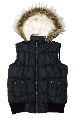 Vanity Mujer Ropa Exterior Chaleco Imitación Piel Capucha Negro Talla M Poliéster Aislado Foto 1 de 4