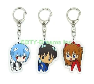 Set of 3 Neon Genesis Evangelion Anime Acrylic Keychain Asuka, Shinji Ikari, Rei - Picture 1 of 2