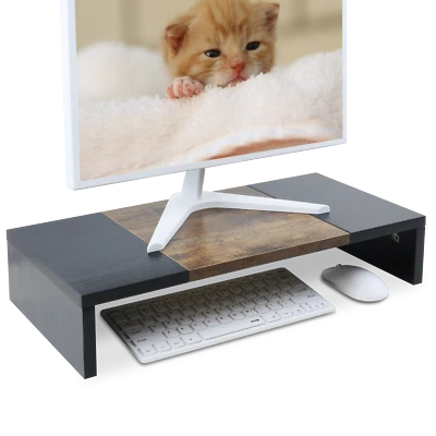 Computer Monitor Stand Riser,Sturdy Laptop Riser for Desk Black and Rustic Brown - Image 1 of 4