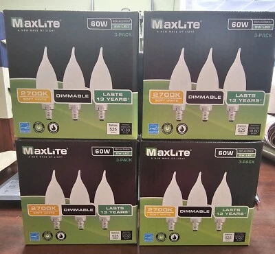 12 MaxLite E12 Dimmable Bulb 60W Equivalent 5W-LED 2700K Soft White 525 Lumens - Image 1 of 4