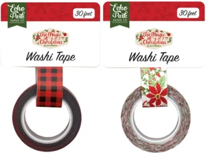 Echo Park The Magic Of Christmas Washi Tape, Red Buffalo Plaid & Xmas Floral 2PK - Picture 1 of 2