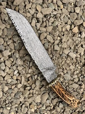 damascus steel hunting knife alien damascus handemade - Image 1 of 4