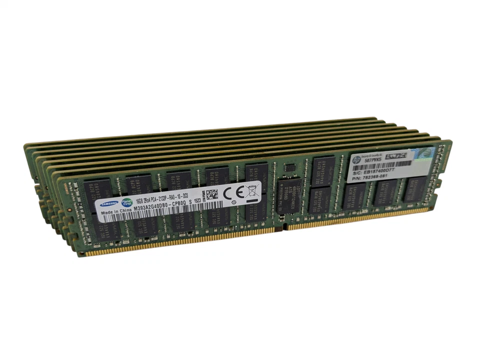 HP Server RAM (8x16GB) 128GB PC4-17000 DDR4 2133MHz 752369-081 Samsung/Hynix - Image 1 of 1