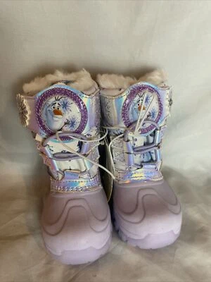Новый девочки Disney замороженные 2 искусственного меха ботинки размер 5 светится вверх Эльза и Анна - Изображение 1 из 4
