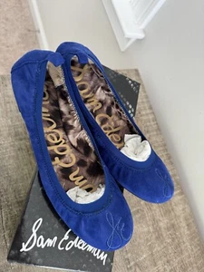 NIB Sam Edelman Cayla MZRINE BLUE Suede Ballet Flats Women’s Sz 8 - Picture 1 of 5