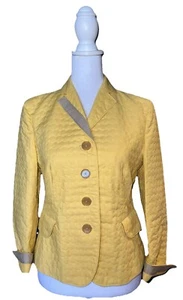 Akris Punto Yellow Cotton Blazer Jacket Womens US 4 F 36 Top Coat Career Work - Picture 1 of 6