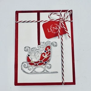 Lenox Merry & Bright Sleigh Christmas Ornament 3.5” Silver Gifts - Picture 1 of 3
