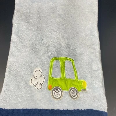 Tiddliwinks Blue Baby Blanket Embroidered Green Car Navy Trim Security Lovey - Image 1 of 4