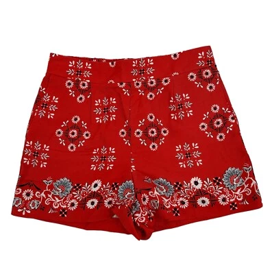 Pantalones Cortos Ann Taylor Talla 4 Para Mujer Pull On Rojo Estampado Floral Cintura Elástica 4" Nuevos con Etiquetas Foto 1 de 4
