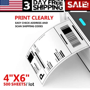 500 4"x6" Fanfold Direct Thermal Shipping Labels for Zebra BEEPRT Rollo Printers - Picture 1 of 17