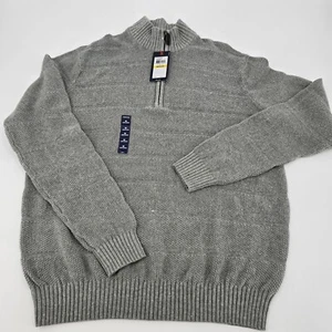 IZOD Herren Medium 1/4 Zip Pullover Sweater Grau Fleece Outdoor Golf Strick - Bild 1 von 9