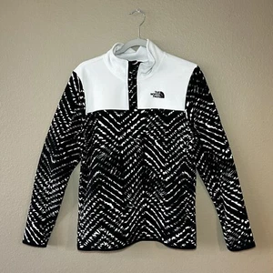 North Face Youth Junior Fleece Sweater Black & White Tie Dye Girls Size XL - Picture 1 of 11