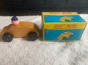 Rare Toy Wooden Car “Craft Wood” Taiwan New In Box Circa 1970 - Picture 1 of 11
